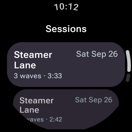Session history list